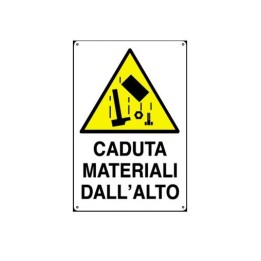 Cartello segn cantieri edili CADUTA MATERIALI ALTO in pvc polionda mis. 34x48 cm