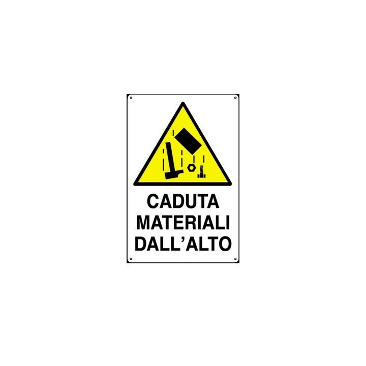 Cartello segn cantieri edili CADUTA MATERIALI ALTO in pvc polionda mis. 34x48 cm