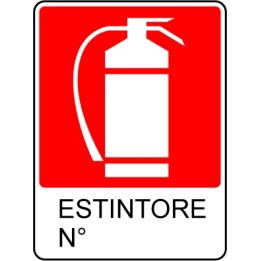 Cartello segnaletica antincendio ESTINTORE N. in alluminio mis. 23x30 cm