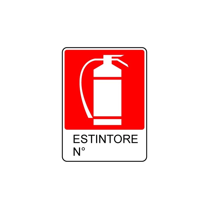 Cartello segnaletica antincendio ESTINTORE N. in alluminio mis. 23x30 cm