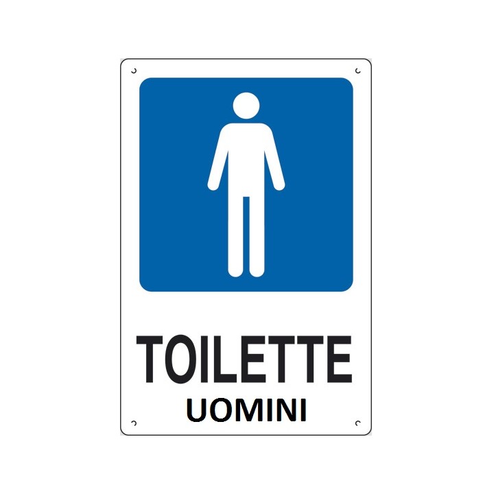 Cartello segnaletica aziendale TOILETTE UOMINI in alluminio mis. 16x21 cm