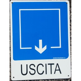 Cartello segnaletica aziendale USCITA DIREZIONALE in alluminio mis. 16x21 cm