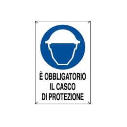 Cartello segnaletica cantieri CASCO PROTEZIONE in pvc polionda mis. 34x48 cm