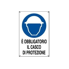 Cartello segnaletica cantieri CASCO PROTEZIONE in pvc polionda mis. 34x48 cm