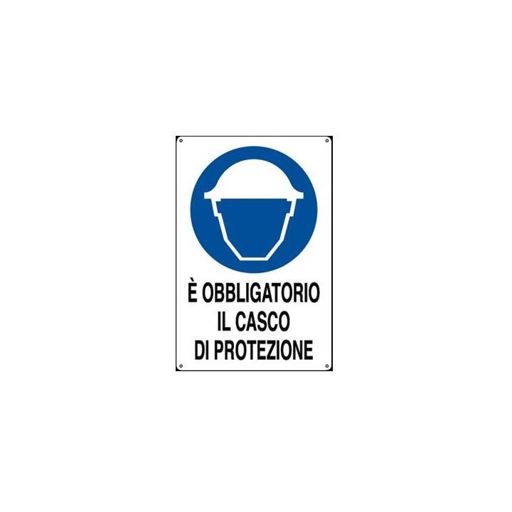 Cartello segnaletica cantieri CASCO PROTEZIONE in pvc polionda mis. 34x48 cm