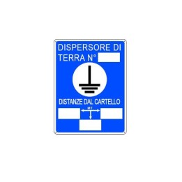 Cartello segnaletica cantieri DISPERSORE DI TERRA in pvc polionda mis. 34x48 cm