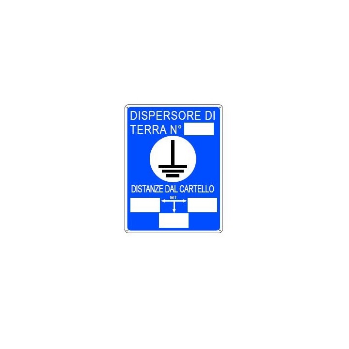 Cartello segnaletica cantieri DISPERSORE DI TERRA in pvc polionda mis. 34x48 cm