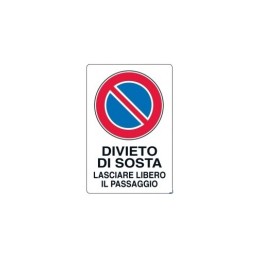 Cartello segnaletica cantieri DIV SOSTA LASC LIBER in pvc polionda mis. 34x48 cm