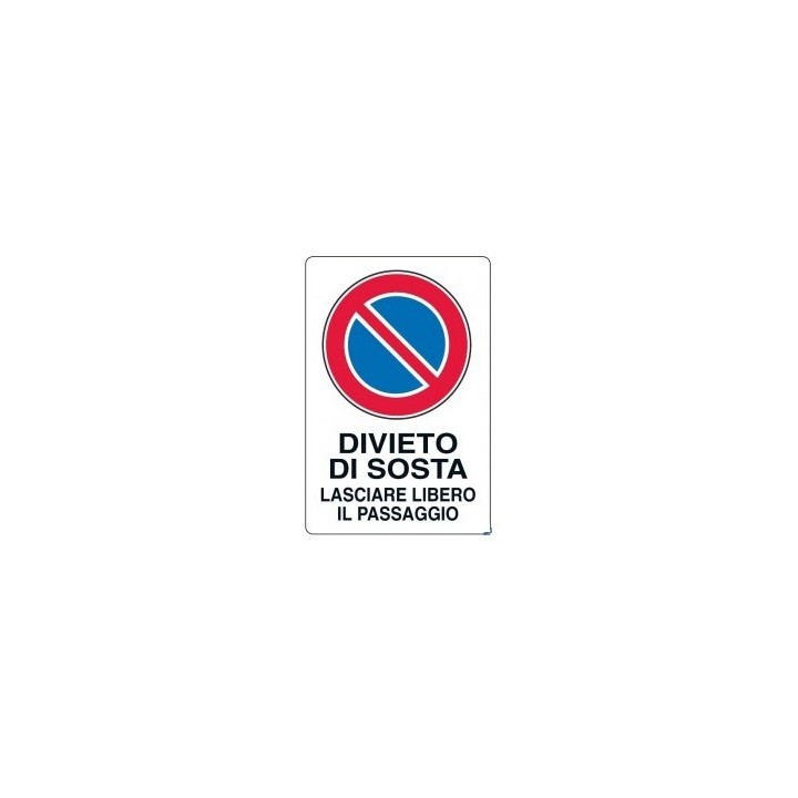 Cartello segnaletica cantieri DIV SOSTA LASC LIBER in pvc polionda mis. 34x48 cm