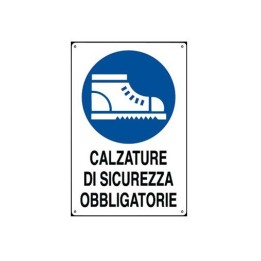 Cartello segnaletica cantieri edili CALZATURE in pvc polionda mis. 34x48 cm