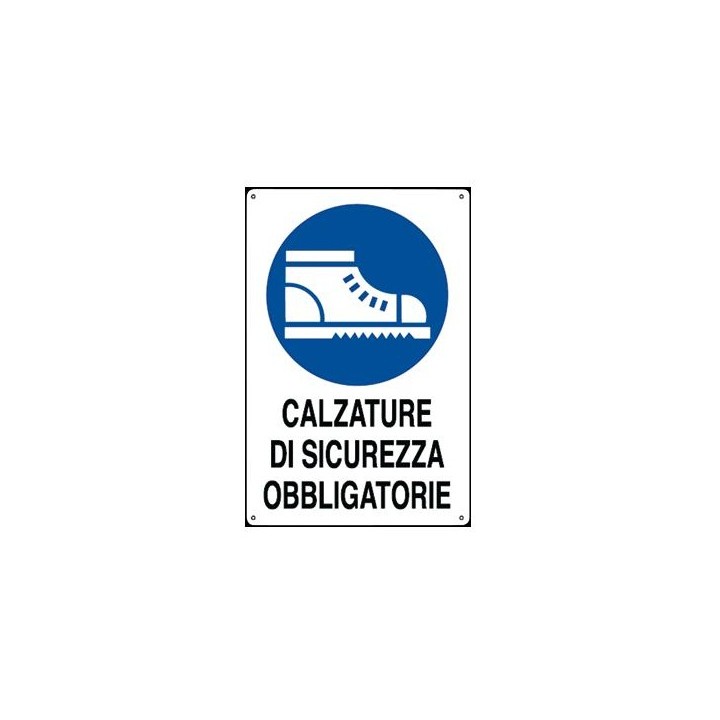 Cartello segnaletica cantieri edili CALZATURE in pvc polionda mis. 34x48 cm