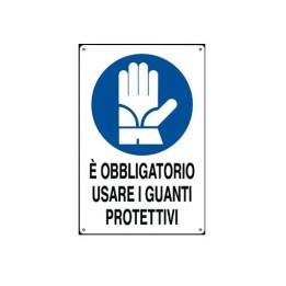 Cartello segnaletica cantieri edili GUANTI in pvc polionda mis. 34x48 cm