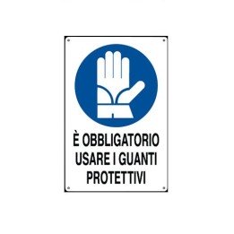 Cartello segnaletica cantieri edili GUANTI in pvc polionda mis. 34x48 cm