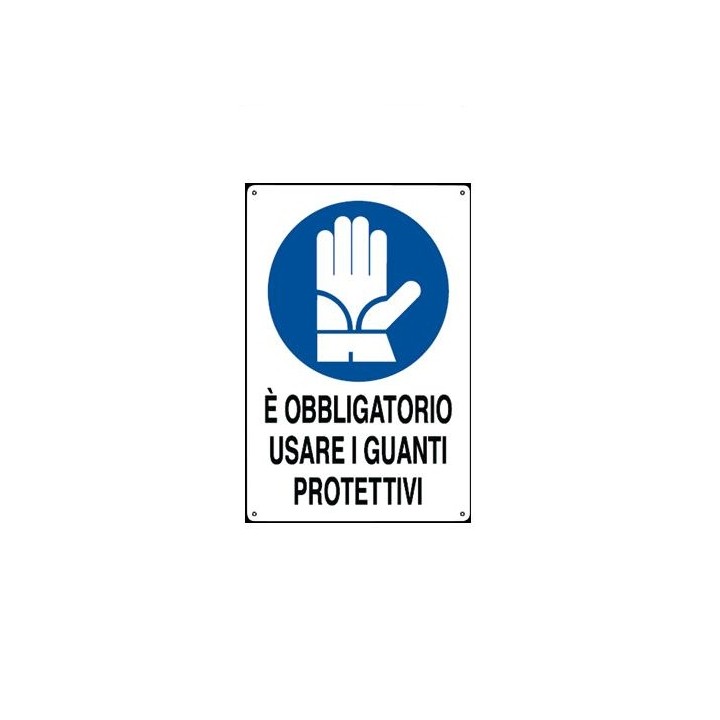 Cartello segnaletica cantieri edili GUANTI in pvc polionda mis. 34x48 cm