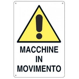 Cartello segnaletica cantieri MACCHINE IN MOVIMENTO pvc polionda mis. 34x48 cm