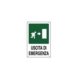 Cartello segnaletica cantieri USCITA EMERGENZA DX in pvc polionda mis. 34x48 cm