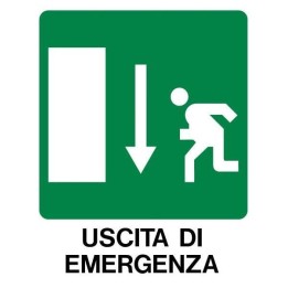 Cartello segnaletica cantieri USCITA EMERGENZA GIU' pvc polionda mis. 34x48 cm