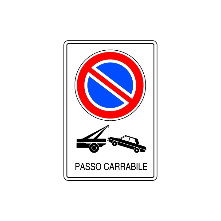 Cartello segnaletica DIV SOSTA PASSO CARRABILE in pvc rigido mis. 20x30 cm