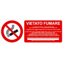 Cartello segnaletica divieto VIET FUMARE LEGGE in pvc rigido mis. 35x12,5 cm