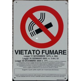 Cartello segnaletica divieto VIETATO FUMARE in alluminio mis. 18x26 cm