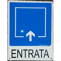 Cartello segnaletica ENTRATA DIREZIONALE in alluminio mis. 16x21 cm