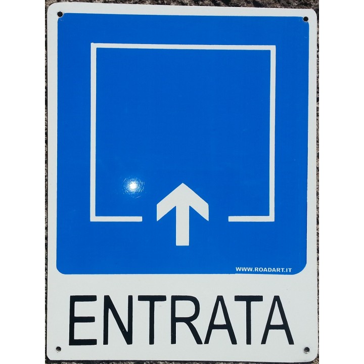 Cartello segnaletica ENTRATA DIREZIONALE in alluminio mis. 16x21 cm