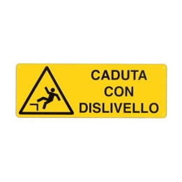 Cartello segnaletica pericolo CADUTA CON DISLIVELLO in alluminio mis. 35x12,5 cm