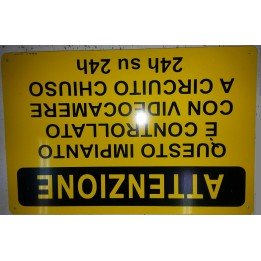 Cartello segnaletica sicurezza IMP VIDEOCAMERE 24H in alluminio mis. 30x20 cm