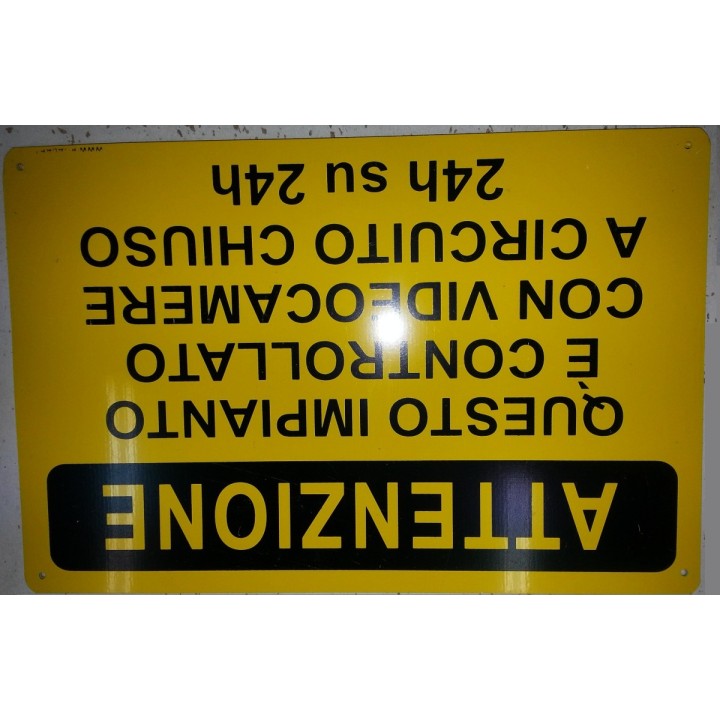 Cartello segnaletica sicurezza IMP VIDEOCAMERE 24H in alluminio mis. 30x20 cm