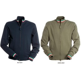 Felpa ARMY cotone Full zip con tricolore
