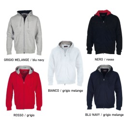 Felpa DALLAS PLUS misto cotone full zip con cappuccio