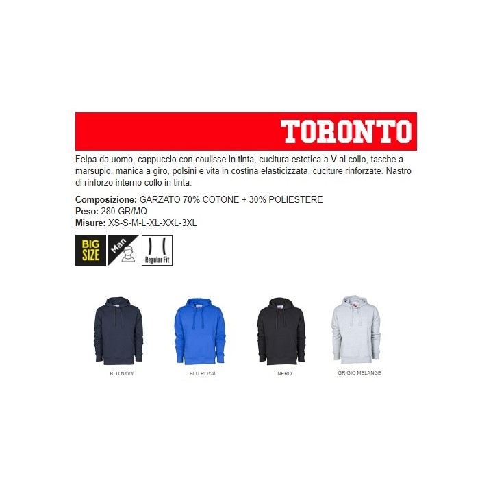 Felpa TORONTO PLUS in misto cotone con cappuccio
