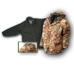 Giacca Parka impermeabile e pile interno staccabile con scudetto Italia a velcro