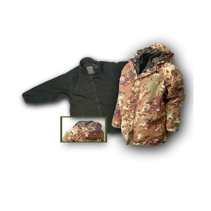 Giacca Parka impermeabile e pile interno staccabile con scudetto Italia a velcro