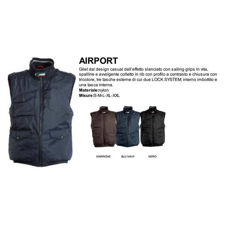 Gilet AIRPORT in Nylon imbottito con piping reflex