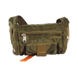 borsa marsupio schieramento in nylon verde con cuciture a contrasto