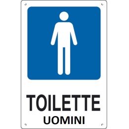 Cartello segnaletica aziendale TOILETTE UOMINI in alluminio mis. 16x21 cm