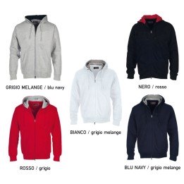Felpa DALLAS PLUS misto cotone full zip con cappuccio
