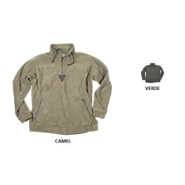 Maglione in pile con inserti a contrasto con zip al collo e 2 tasche con zip