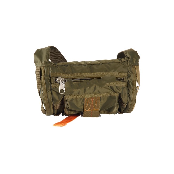 Borsa marsupio schieramento in Nylon Verde con cuciture a contrasto